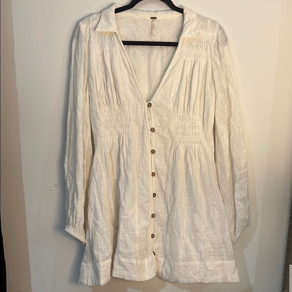 Free People Cream Cotton Mini Dress